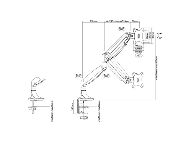 Newstar Monitorarm 1 Scherm 32 Inch Wit Gasveer