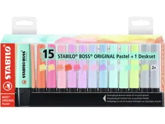 Markeerstift STABILO BOSS Original 70/15 pastel assorti deskset 15 st
