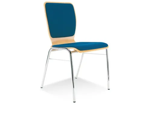 Houten Kuipstoel Beukenhouten Zitschaal Bekleding Blauw 4 Stuks