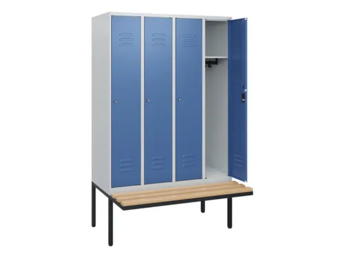 locker met bank,HxBxD 1950x1200x815mm,4vak,vak B 300mm,cil.-slot