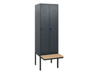 locker met bank,HxBxD 1950x600x815mm,2vak,vak B 300mm,draaigrendel - 1