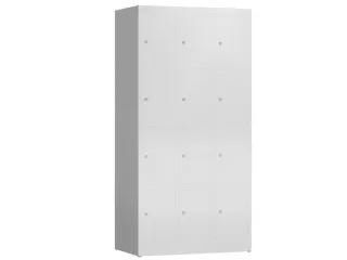 Lockerkast 1800x870x500mm 3x4 vakken cilinderslot, sokkel, RAL7035 - 1