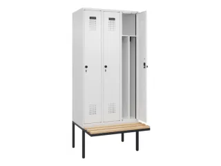 locker met bank,voor scheiding van kleding,HxBxD 2120x900x815mm,3vak - 1