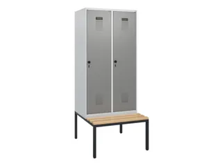 locker met bank,HxBxD 1950x800x815mm,2vak,vak B 400mm,draaigrendel - 2