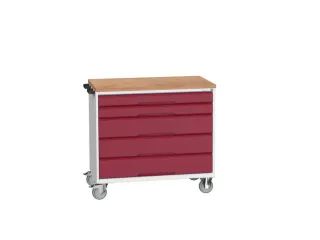 gereedschapswagen 980x1050x600mm multiplexblad 5 laden RAL7035+RAL3004 - 1