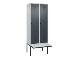 locker met bank,voor scheiding van kleding,HxBxD 2120x800x815mm,2vak - 2