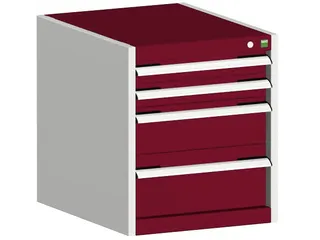 ladekast HxBxD 600x525x525mm 4laden romp RAL7035 front RAL3004 - 1