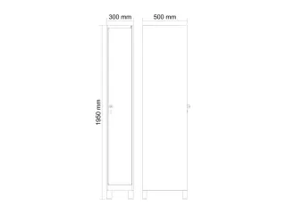 locker,HxBxD 1950x300x500mm,1vak,vak B 300mm,draaigrendel,voeten - 4