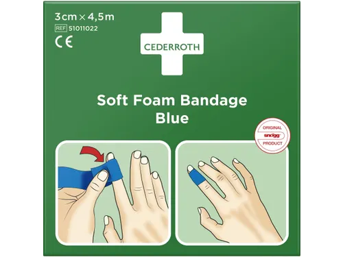 Cederroth 51011022 Soft Foam bandage Blauw 3cm x 4,5m 18 stuks