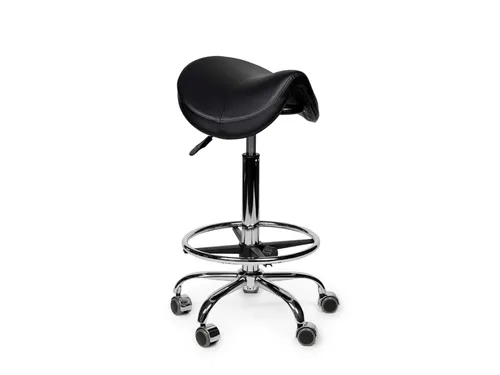 Zadelkruk Office Premium standaard met voetring harde wielen zw