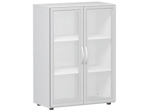 vitrinekast,HxBxD 1104x800x420mm,2xhouten vloer,3 OH,m. frame,romp wit