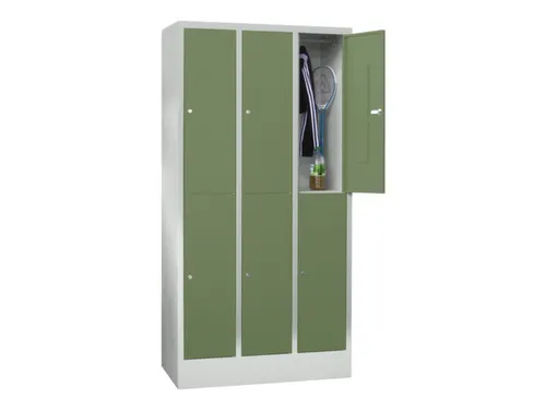 lockerkast,HxBxD 1850x900x500mm,3x2vakken,RAL7035,front RAL6011