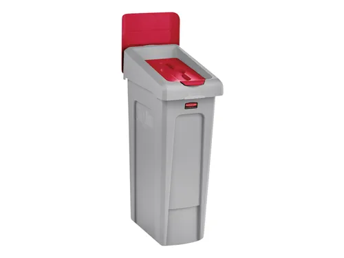 Deksel Rubbermaid Slim Jim Recyclestation gesloten rood