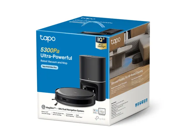 TP-Link Tapo RV20 Max Plus, Sans sac, Noir, Rond, Sac à poussière, C