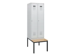 locker met bank,HxBxD 1950x600x815mm,2vak,vak B 300mm,cilinderslot - 2