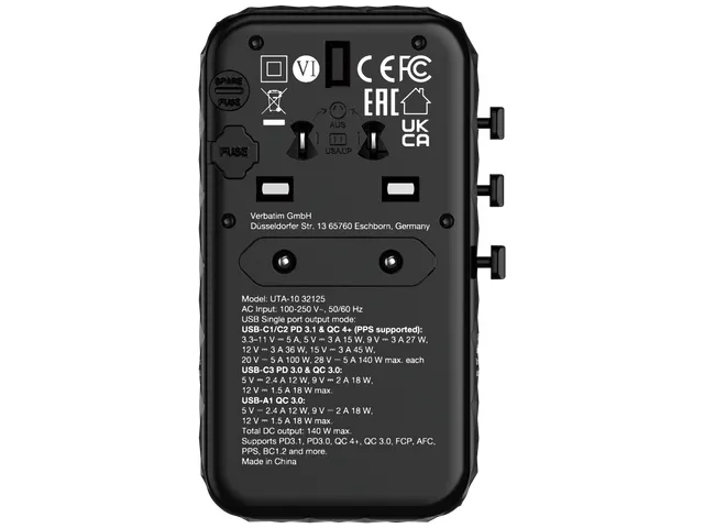 Verbatim 32125 GaN III universele travel adapter UTA-10