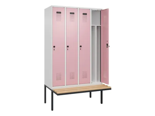 locker met bank,voor scheiding van kleding,HxBxD 2120x1200x815mm,4vak