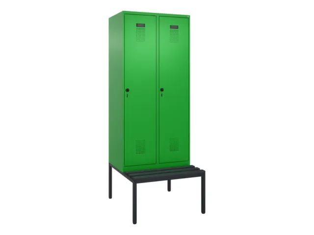 locker met bank,voor scheiding van kleding,HxBxD 2120x800x815mm,2vak
