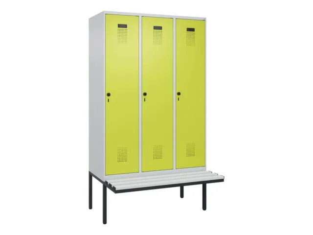 locker met bank,voor scheiding van kleding,HxBxD 2120x1200x815mm,3vak