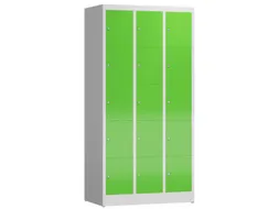 Lockerkast 1800x870x500mm 3x5 vakken cilinderslot, sokkel, RAL6018