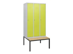 locker met bank,HxBxD 1950x900x815mm,3vak,vak B 300mm,cil.-slot
