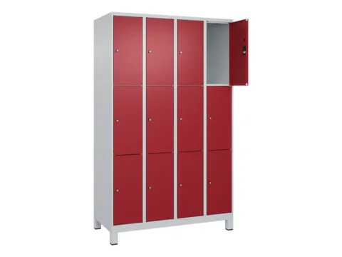 lockerkast,HxBxD 1950x1200x500mm,4x3vakken,vak B 300mm,cil.-slot