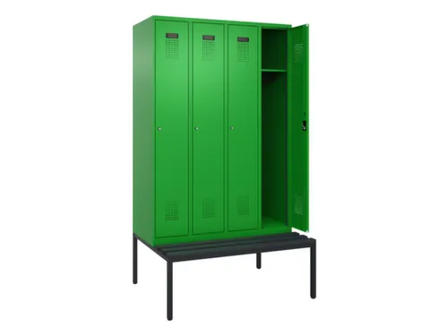 locker met bank,HxBxD 2120x1200x815mm,4vak,vak B 300mm,cilinderslot
