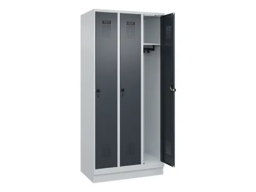 locker,HxBxD 1950x900x500mm,3vak,vak B 300mm,draaigrendel,sokkel