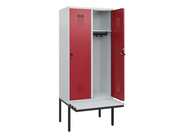 locker met bank,HxBxD 1950x800x815mm,2vak,vak B 400mm,draaigrendel