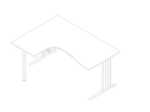 hoek-bureau,HxBxD 730x1600x1200mm,blad wit,verdieping links,C-voet wit