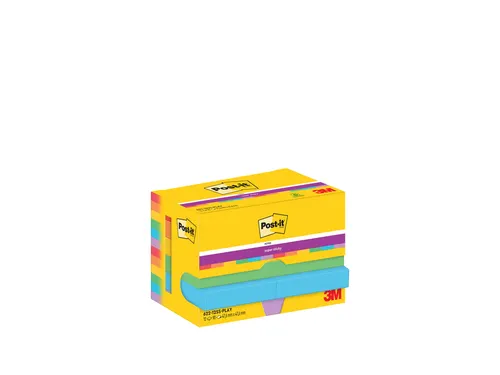 Memoblok Post-it 622 Super Sticky 47,6x47,6mm Playful 12 stuks