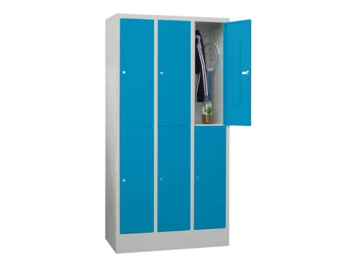 lockerkast,HxBxD 1850x900x500mm,3x2vakken,RAL7035,front RAL5012