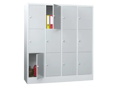 lockerkast,HxBxD 1850x1600x500mm,4x3vakken,RAL7035,front RAL7016