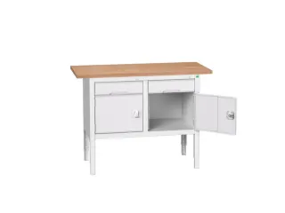 werkbank,HxBxD 830-930x1250x600mm,multiplexblad,uitrusting: 2laden - 1