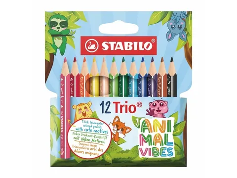 Kleurpotloden STABILO Trio dik Short Animal Vibes mini assorti blister