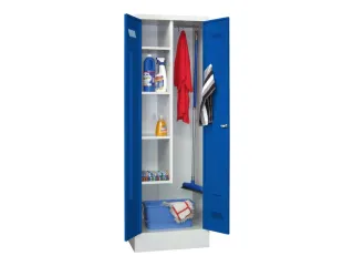 Schoonmaakkast HxBxD 1850x600x500mm Cilinderslot RAL7035 Front RAL5010 - 2