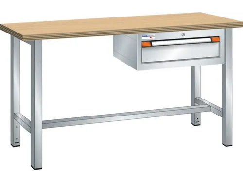 werkbank,HxBxD 840x1500x700mm,multiplexblad,RAL7035,front RAL7035
