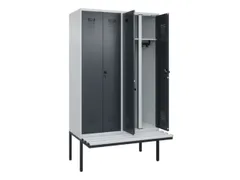 locker met bank,voor scheiding van kleding,HxBxD 2120x1200x815mm,4vak