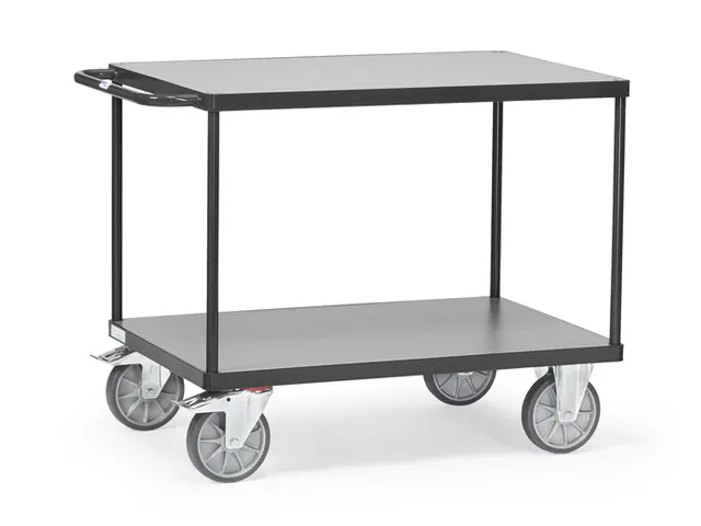 Zware Tafelwagens 2401 Ral7016 600kg 2 Etages 1000x600mm Houten Plaat