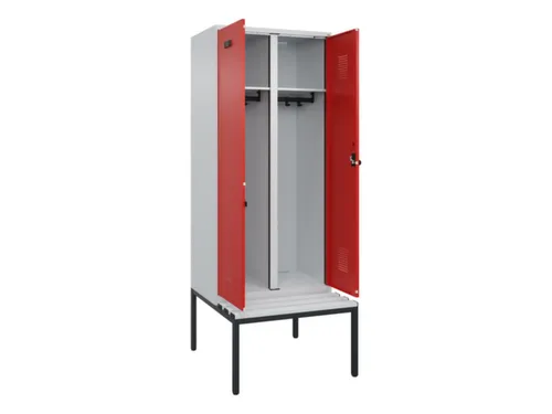 locker met bank,voor scheiding van kleding,HxBxD 2120x800x815mm,2vak