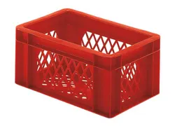 Euronorm-Stapelbak 5.5l 145x 300x 200mm Wanden/Bodem Opengewerkt Rood