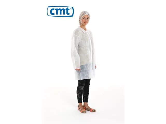 Veste visiteur fermeture éclair PP non tissé XL regular weight blanc