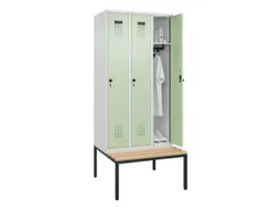 locker met bank,HxBxD 2120x900x815mm,3vak,vak B 300mm,draaigrendel