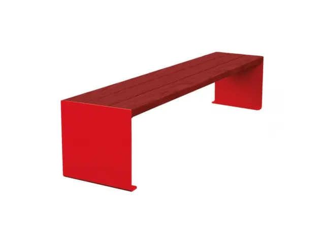 Banc sans dossier L1800mm 3 lattes chêne acajou/RAL3020