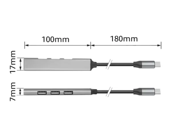 Hub ACT USB-C 3x USB-A 2.0 en 1x USB-A 3.0