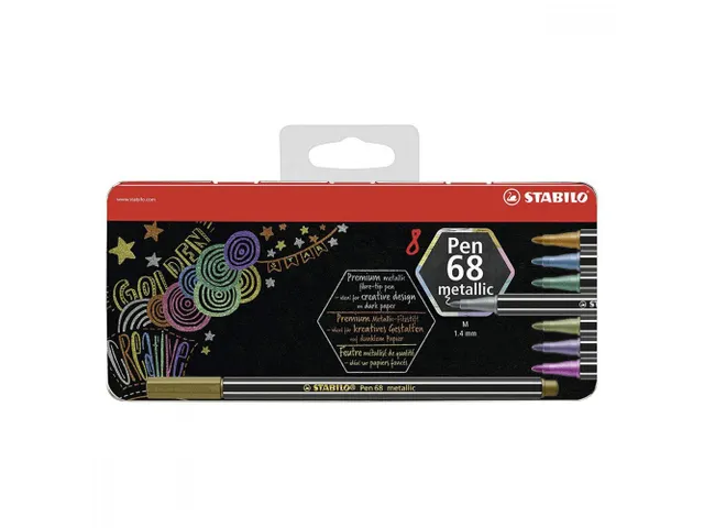 Pen 68 metallic viltstift 8 kleuren metalen