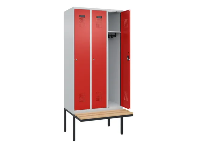 locker met bank,HxBxD 2120x900x815mm,3vak,vak B 300mm,cilinderslot