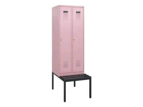 locker met bank,HxBxD 1950x600x815mm,2vak,vak B 300mm,cilinderslot