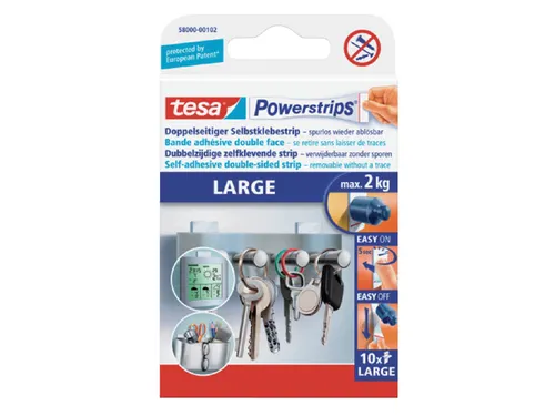 Kleefstrips tesa Powerstrips LARGE dubbelzijdig 2kg 10 stuks