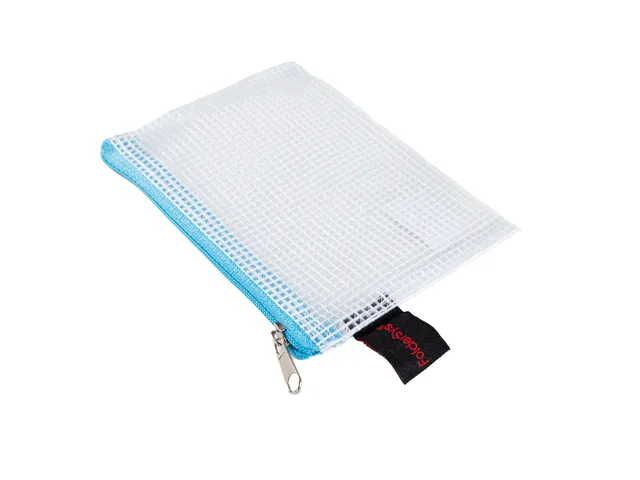 Trousse Foldersys PVC transparent A7 avec fermeture éclair turquoise